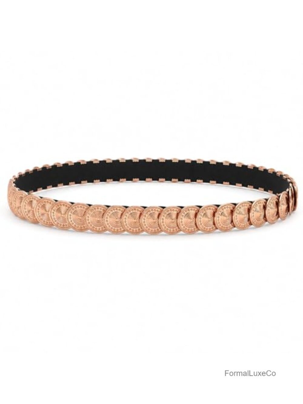 Fashionable Elastic Gold Waist Belt for Women, Stretch Metallic Disc Belt, One